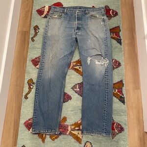 Levi’s 501XX Vintage Made in USA Button Fly Distressed Denim Jeans 36x30